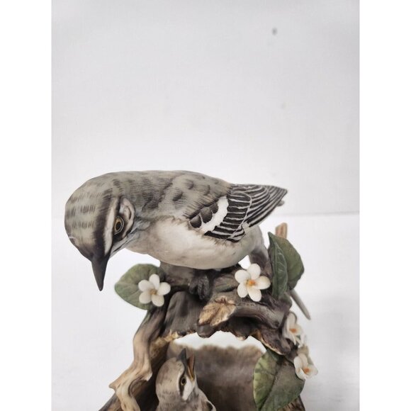 Vintage 1979 Homco Masterpiece Porcelain Mockingbird Mom & Baby Bird Figurine - Picture 2 of 12